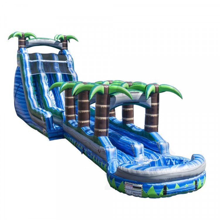 22 Ft Blue Crush Double Lane Water Slide with Slip and Slide